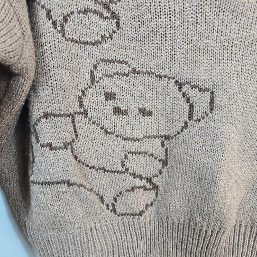 Just Polly Womens Brown Teddy Bear Grunge Distressed Oversized Sweater Small Y2K - Picture 4 of 7